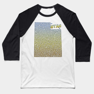 Utah State Outline Maze & Labyrinth Baseball T-Shirt